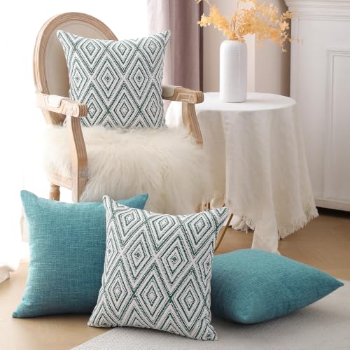 Throw Pillow Covers 18x18 (Aqua / 18" x 18" (Pack of 4))