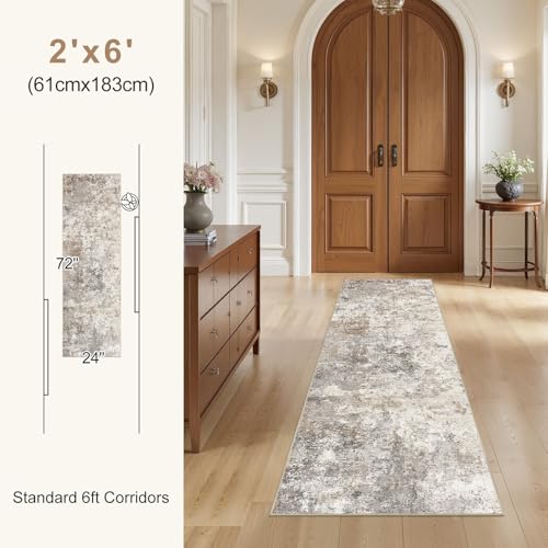 2x6 Washable Runner Rug for Hallway (Brown Grey / 2' x 6' (Runner))