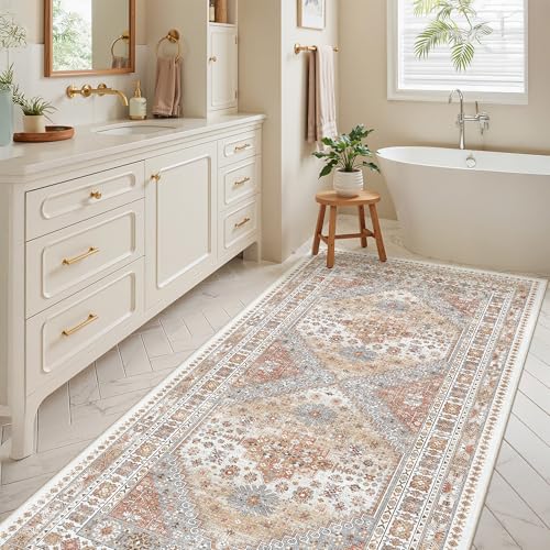 4x8 Rugs for Bedroom Vintage Wide Runner Rug for Hallway (Orange / 4' x 8' (Runner))