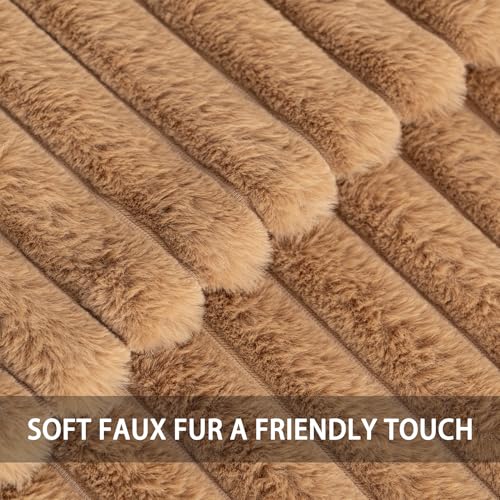 Pack of 2 Faux Fur Christmas Throw Pillow Covers 24x24 Inch (Coffee / 24" x 24" (Pack of 2))