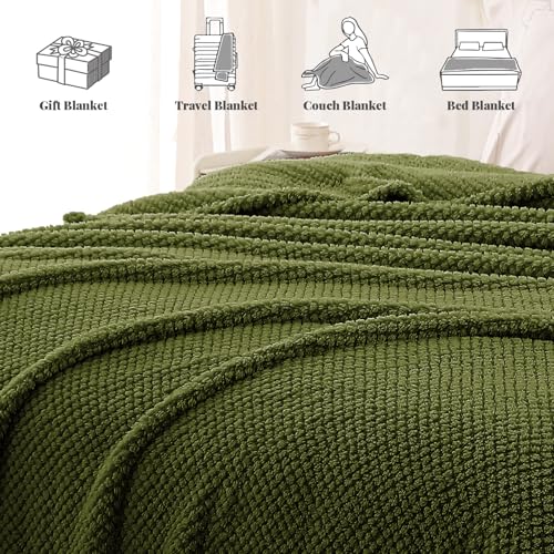 Extra Large Soft Fleece Throw Blanket for Couch (Olive / Throw(50x70 In))