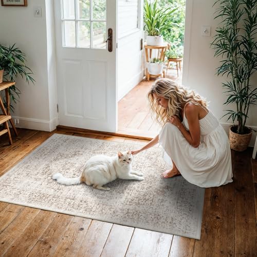 3x4 Washable Runner Rug (Ivory/Beige / 3x4)