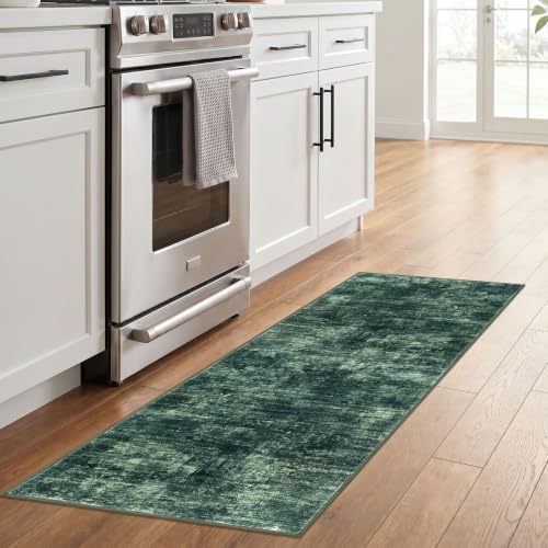 Abstract Runner Rug 2x6 Ft Washable Runners for Hallways (Dark Green / 2' x 6' (Rectangular))