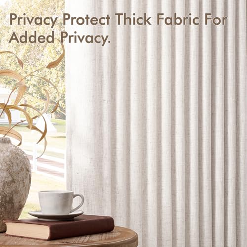 Pinch Pleated Linen Curtainss 2 Panels 60x90 Inch Natural Semi Sheer (Natural / 60"W x 90"L (Pack of 2))