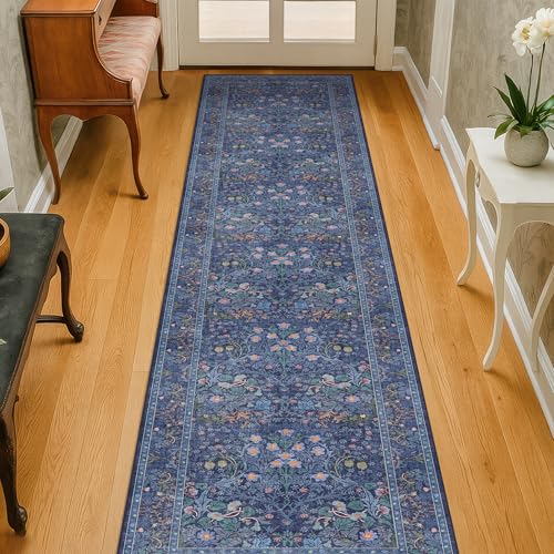 Dark Blue Washable 2x8 Runner Rugs Non Slip for Hallway (Dark Blue / 2' x 8' (Runner))