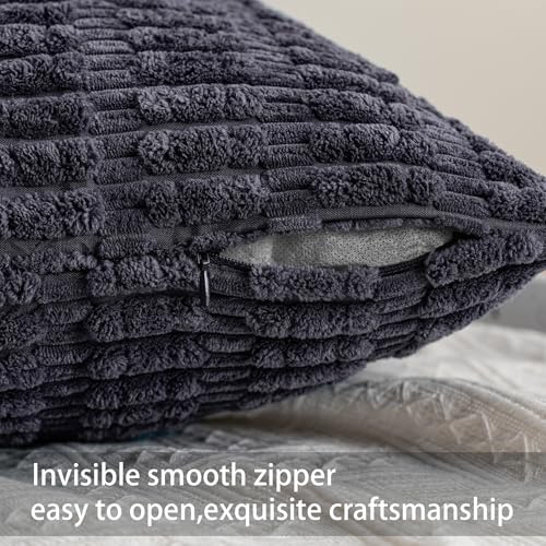 Pack of 2 Corduroy Decorative Throw Pillow Covers 20x20 Inch (Dark Grey / 20" x 20" (Pack of 2))