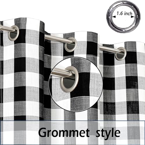 Buffalo Plaid GEO Grommet Curtains 95 Inch Length Black White (Black/White / 40"W x 95"L (Pack of 2))