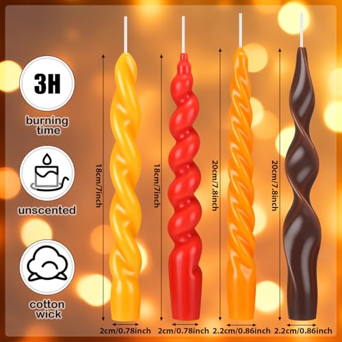 4 Pcs Twisted Taper Candles (Pure / 7.87 Inch / Fall Classic)