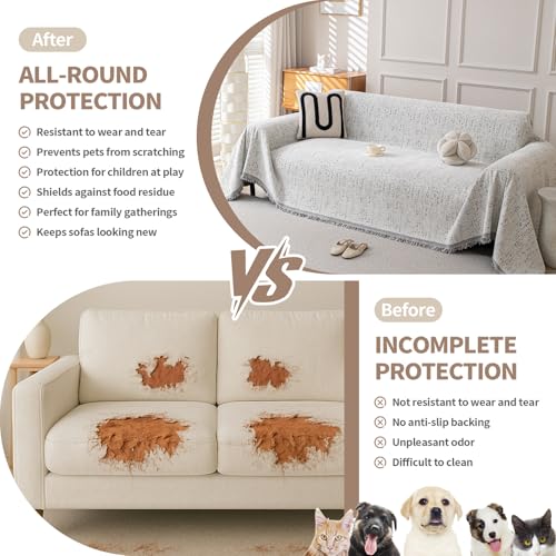 Couch Cover for Sofa (Speckled Grey / 91*134 inch)