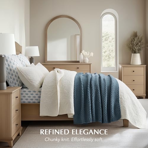 HOME Chunky Chenille Knit Throw Blanket (Stormy Blue / 60" X 80")
