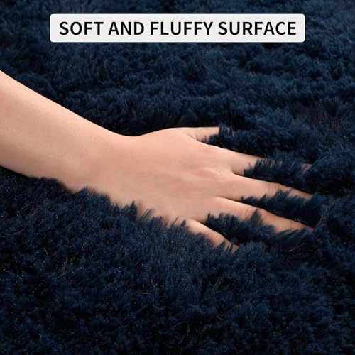 5x8 Soft Fluffy Navy Blue Area Rugs for Living Room Bedroom (Navy Blue / 5' X 8' (Rectangular))