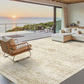 Washable Area Rug 9x12 Large Soft Living Room Rugs Beige (Beige/Ivory / 9' x 12' (Rectangular))