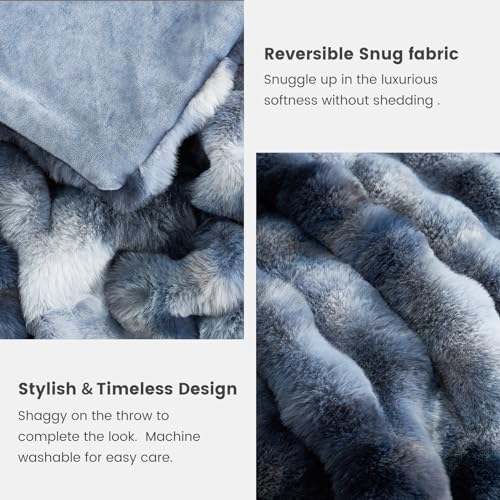 Faux Fur Throw Blanket for Couch (Tie-dye Blue / Throw(50" x 60"))