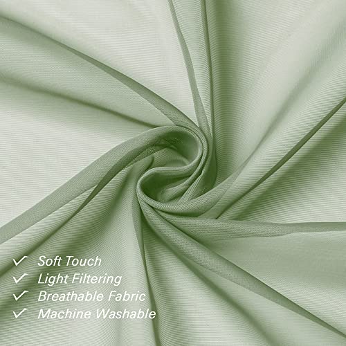 Sage Green Sheer Curtains 72 Inches Long 2 Panels Set (Sage Green / 40"W x 72"L (Pack of 2))