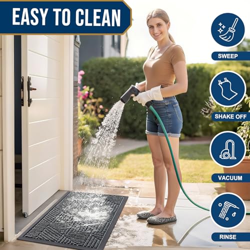 Front Door Mat Outside Entrance (Grey / 47" X 17")