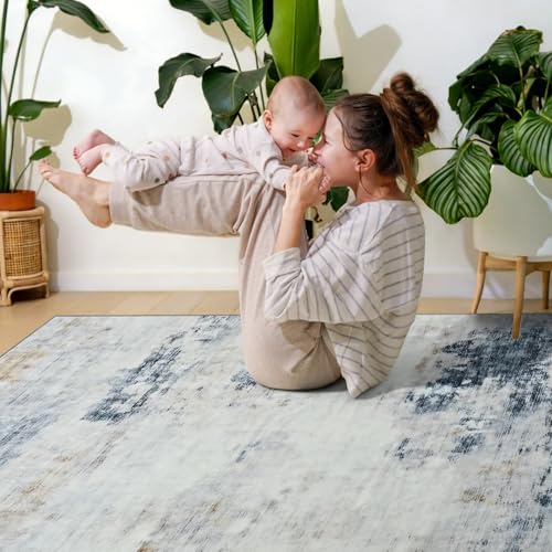 Washable 8x10 Area Rug with Non (Blue / White / 8' x 10' (Rectangular))