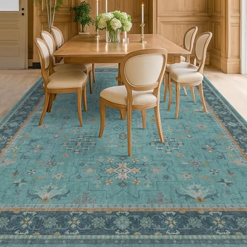 Boho 9x12 Large Teal Green Washable Living Room Rug (9' x 12' (Rectangular) / Emerald Teal)