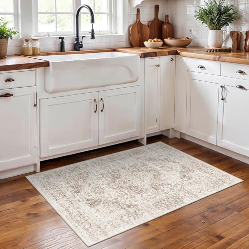 2x3 Washable Area Rug for Entryway (Ivory/Beige / 2x3)