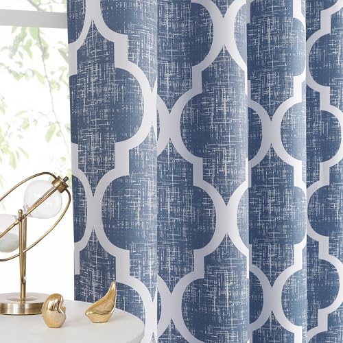 Moroccan 100% Blackout Curtains Bedroom Blue 50x108 2 Panels (Grommet | Blue / 50"W x 108"L (Pack of 2))