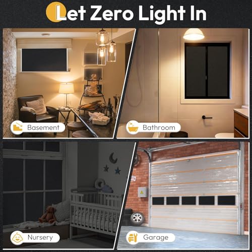 Blackout Window Film 100% Light Blocking with Kit (Frosted Black / 35.4" x 118.1")