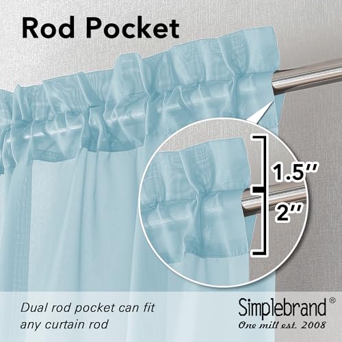 Sky Blue Sheer Curtains 63 Inch Length 2 Panels (Sky Blue / 42"W x 63"L (Pack of 2))