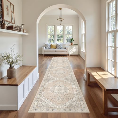 Washable Runner Rugs 2x10 Long for Hallway Kitchen (Pink/Gray / 2' x 10' (Runner))