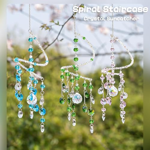 3 Pcs Crystal Suncatchers Wind Chimes (Pink,green,blue)