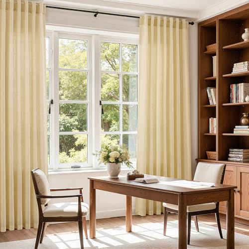 Linen Curtains (52"W x 84"L (Pack of 2) / Cream Yellow)