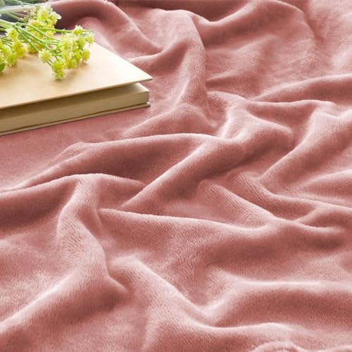 Fleece Blanket Soft Plush Twin Size Blanket Dusty Pink 60"x80" (Dusty Pink / Twin(60"x80"))