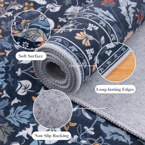 HEBE Hallway Runner Rug 2'x8' (Indigo Blue / 2' x 8' (Rectangular))