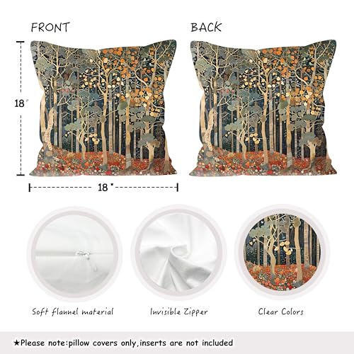 Rustic Autumn Forest Pillow Covers 18x18 Double (Forest-orange -01 / 18" x 18" (Pack of 1))