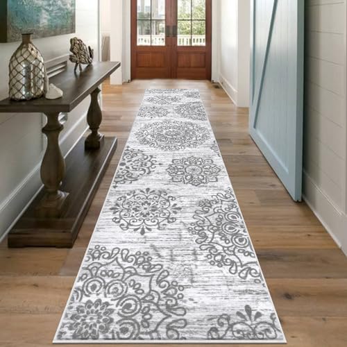 HEBE Hallway Runner Rug 2'8''x12' (Grey / 2'8" x 12' (Rectangular))