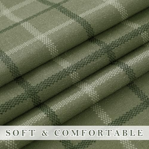 Moss Green Plaid Gingham Curtains for Living Room Dining Room (52"W x 84"L (Pack of 2) / Plaid | Moss Green)