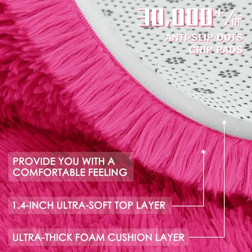 6x9 Machine Washable Large Area Rugs for Living Room (6x9 Ft / Hot Pink)