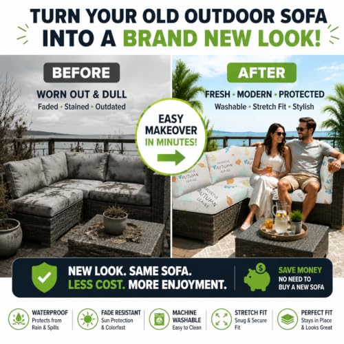 8 Pcs Outdoor Cushion Covers (Maple Leaf / 8PCS)
