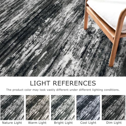 Modern Abstract 3x5 Large Entryway Rug Non (Black White Grey Green / 3' x 5' (Rectangular))