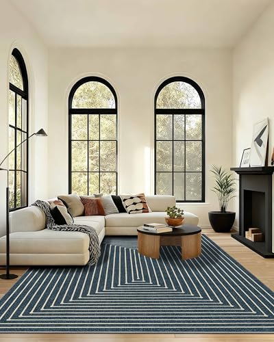 8x10 Area Rugs for Living Room Large Modern Washable Rug (Prussian Blue / 8' x 10' (Rectangular))