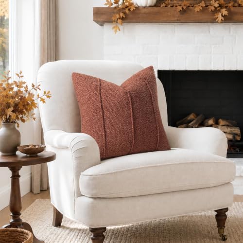 Rust Boucle Pillow Covers 18x18 Set of 2 (Rust / 18" x 18" (Pack of 2))