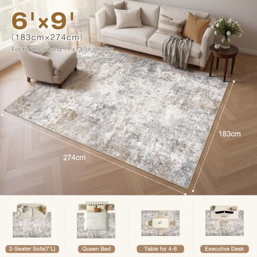 6x9 Area Rug Living Room Rugs (Brown Grey / 6' x 9' (Rectangular))
