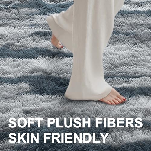 8x10 Ft Extra Large Shag Rugs for Living Room (Dd Blue 4sm02 / 8' X 10' (Rectangular))