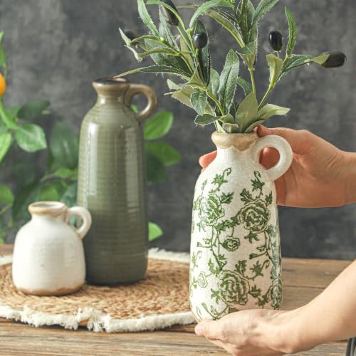 Vintage Vase Set of 3 with Handle (010 - Vintage Green)