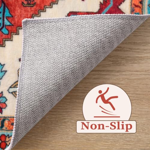 6x9 Washable Non Slip Boho Area Rug for Living Room (Orange/Multi / 6' x 9' (Rectangular))