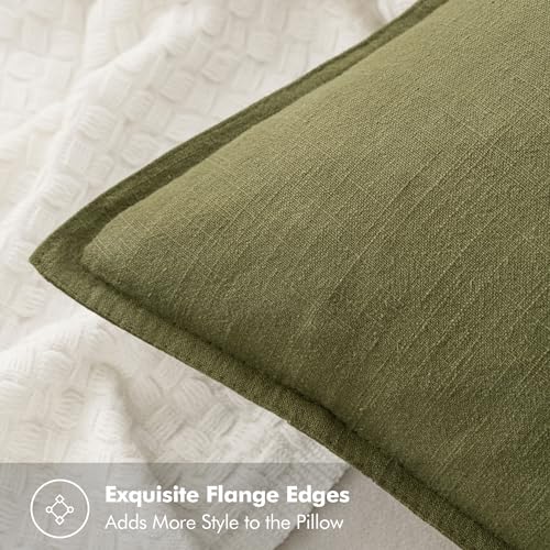 Decorative Linen Euro Sham Pillow Covers 24x24 Inch Green (Green / 24" x 24" (Pack of 2))