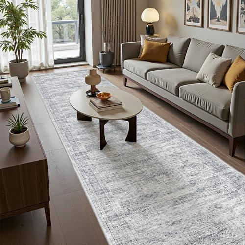 2'6 x 12' Runner Rug Non Slip (Grey/Ivory / 2'6" x 12' (Runner))
