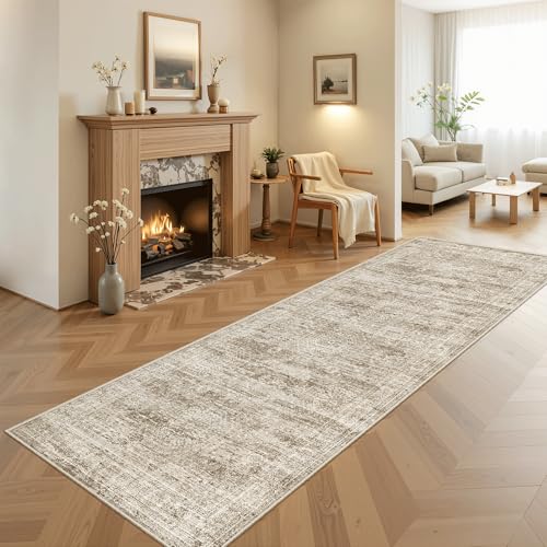 Washable Kitchen Runner Rug 3x8 Hallway Entry Rugs Non (Brown / 3' x 8' (Runner))