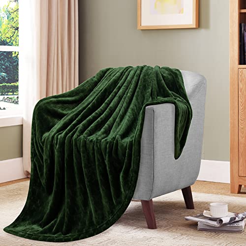 Fleece Blanket Super Soft Cozy Throw Blanket 50" x 60" (Olive Green / Throw-50" x 60")