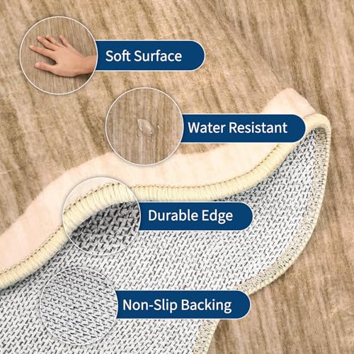 Scalloped Washable Area Rug 3x5 Small Entryway Rug Non Slip (Scalloped|light Brown / 3' x 5' (Rectangular))