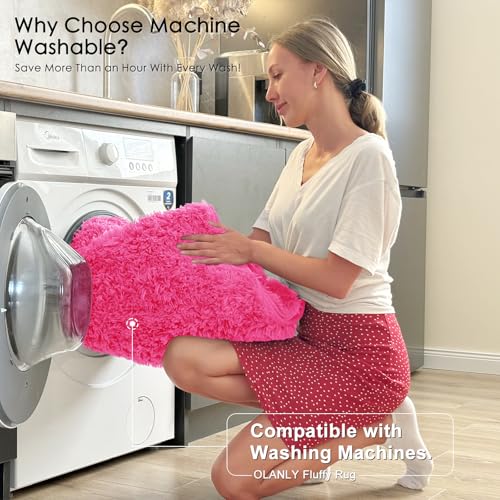 2x4 Machine Washable Runner Rugs for Hallway (2x4 Ft / Hot Pink)