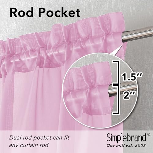 Pink Short Sheer Curtains 45 Inch Length for Small Windows (Pink / 42"W x 45"L (Pack of 2))