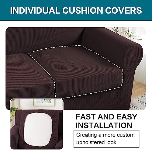 3 Piece Sofa Covers For 2 Cushion Couch Sofa Slipcover Soft Couch Cover For Dogs (Sofa (2 Cushion) / Brown)